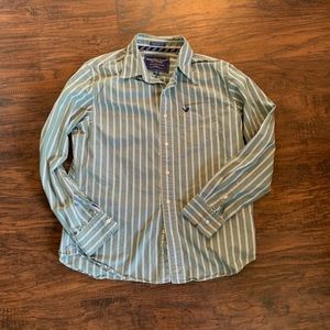 American Eagle dress shirt, green & white. Size L